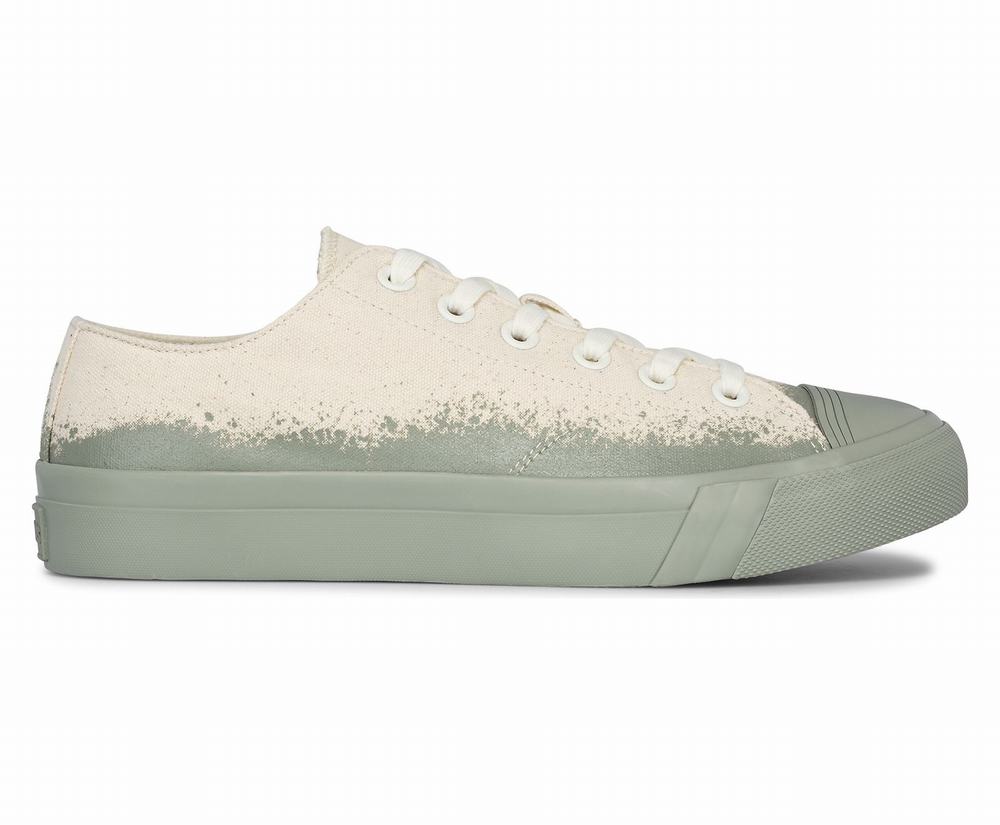 Men's Keds Royal Lo Spray Foxing Trainers Beige Green 4739025TB - South Africa